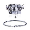 Silver Tone Square  Rhinestone  Letter Bracelet Combination