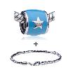 Blue Enameled Star Blue Pattern European Bead Bracelet Combination