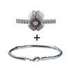 Silver Tone Clover Rhinestone Bracelet Combination