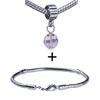 Dangling Round  Violet  Crystal European Bead Bracelet  ... 