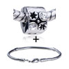 Cylindrical Shaped Crystal And Flower Pattern European Bead  ... 