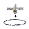 Silver Tone Orange  Rhinestone  Flower Bracelet Combination