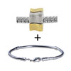 Gold And Silver Tone Square Bracelet Combination