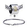 Cylindrical Shaped Letter H Pattern European Bead Bracelet Combination