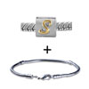 Round Gold Tone Letter S Bracelet Combination
