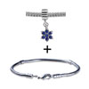 Silver Tone Blue  Rhinestone  Dangle Bracelet Combination