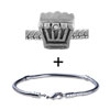 Silver Tone Cube  Rhinestone  Crown Bracelet Combination