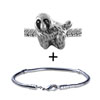 Silver Tone Long  Hair  Dog Bracelet Combination