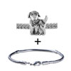 Silver Tone  Antique  Finished Dog Bracelet Combination