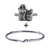 Silver Tone  Antique  Finished Wool Dog Bracelet Combination