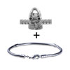 Silver Tone Flower Decorated Purse Bracelet Combination