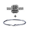 Silver Tone Round Butterfly Pattern Bracelet Combination