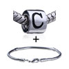 Cylindrical Shaped  Letter   C  European Bead Bracelet Combination