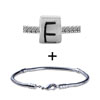 Silver Tone Letter E Pattern Bracelet Combination