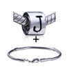 Cylindrical Shaped  Letter   J  Pattern European Bead Bracelet  ... 