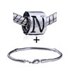 Cylindrical Shaped Letter N European Bead Bracelet Combination
