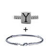 Silver Tone Letter Y Pattern Bracelet Combination