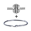 Silver Tone Round Decorative Ornament Bracelet Combination