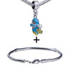 Dangling Flower Leather Shoe Pattern European Bead Bracelet  ... 
