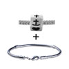 Silver Tone Heart Cross Bracelet Combination