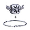 Round Shaped  Crystal  Flower Pattern European Bead Bracelet  ... 