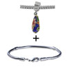 Dangle Silver Tone Blue Flower Ornament Bracelet Combination