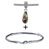 Black Flower Cloisonne Teardrop Bead Bracelet Combination