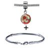 Silver Tone  Red   Flower  Ornament Bracelet Combination