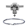  Silver  Tone Rhinestone Cross Bracelet Combination