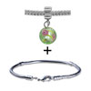 Green Murano Glass Flower Dangle Bracelet Combination