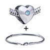 Blue Crystal  Heart  European Bead Bracelet Combination