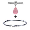 Dangle Murano Glass Soft Pink Teardrop Bracelet Combination