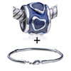 Dark Blue Enameled  Heart  European Bead Bracelet Combination