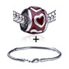  Garnet  Enameled Heart European Bead Bracelet Combination