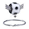 White Enameled Round And Square European Bead Bracelet  ... 