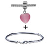 Dangle Soft Pink Murano Glass  Heart  Bracelet Combination