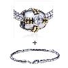 Baguette Shaped Stunning  Cross  Pattern European Bead Bracelet  ... 