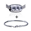 Baguette Shaped Three  Crystals  Pattern European Bead Bracelet  ... 