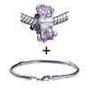 February Amethyst Color Birthstone Lotus European Bead  ... 