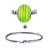 Round Green And Yellow Murano Glass Bracelet Combination