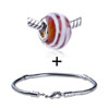  Red   Murano  Lines Pattern European Bead Bracelet Combination  ... 