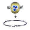 Champagne Yellow Blue Flowered Murano Glass Bracelet  ... 