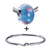  Blue   Murano  Lotus Pattern European Bead Bracelet Combination  ... 