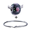 Rose Accented Black And White Murano Glass European Bead  ... 