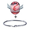 Clear With  Pink  Swirl Murano Glass Bracelet Combination