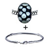  Black  And White Dotted Murano Glass Bracelet Combination
