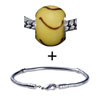 Yellow Striped Round Murano Glass Bracelet Combination