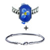 Round  Blue  And Yellow Flowered Murano Glass Bracelet  ... 