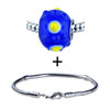 Round  Blue  And Yellow Textured Murano Glass Bracelet  ... 