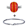 Round Red And Yellow Patterned Murano Glass Bracelet  ... 